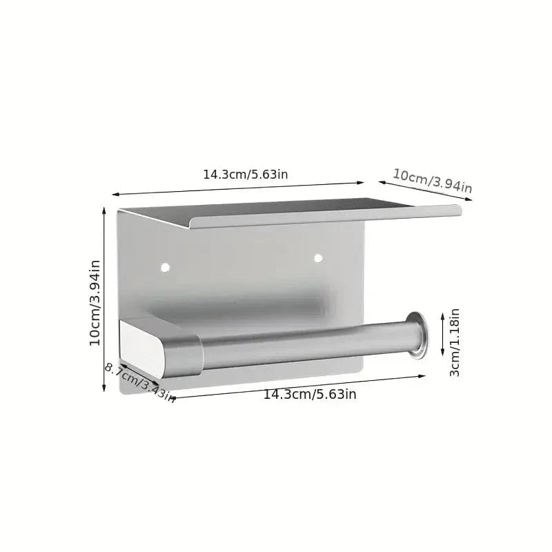 Porte Papier Toilette Mural Inox - Design avec Tablette 2-en-1