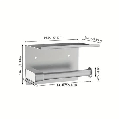 Porte Papier Toilette Mural Inox - Design avec Tablette 2-en-1