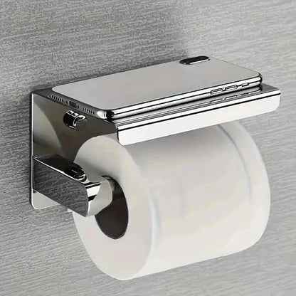 Porte Papier Toilette Mural Inox - Design avec Tablette 2-en-1