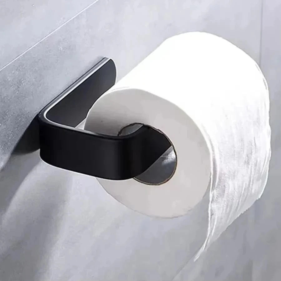 Porte Papier Toilette Noir Adhésif - Installation Sans Perçage