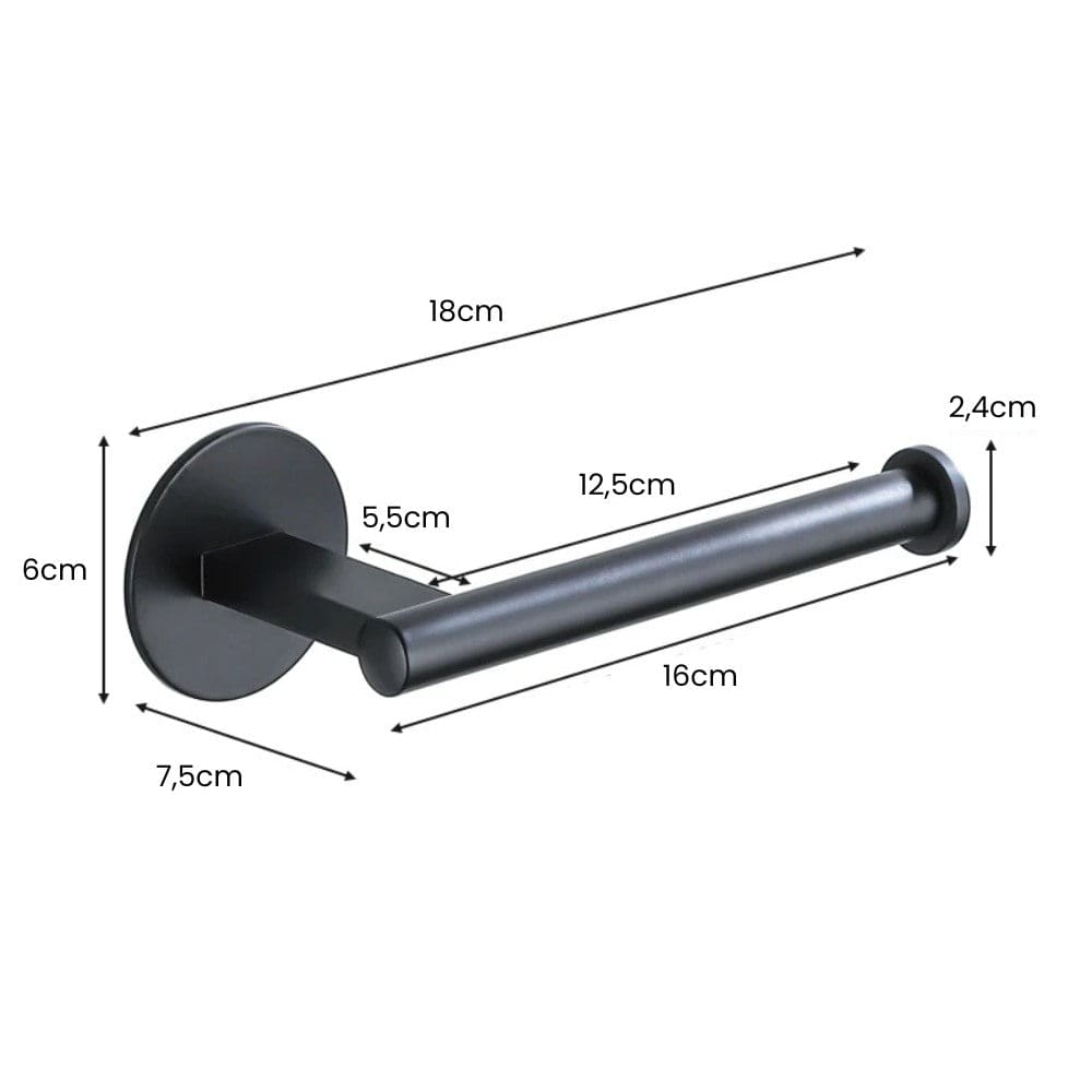 Porte Papier Toilette Noir Mat - Support Mural Sans Perçage