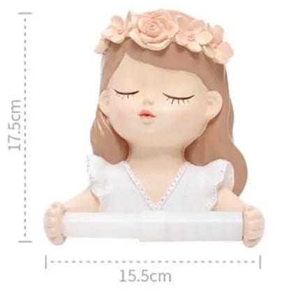 Porte Papier Toilette Poupée - Fillette Couronne Fleurs