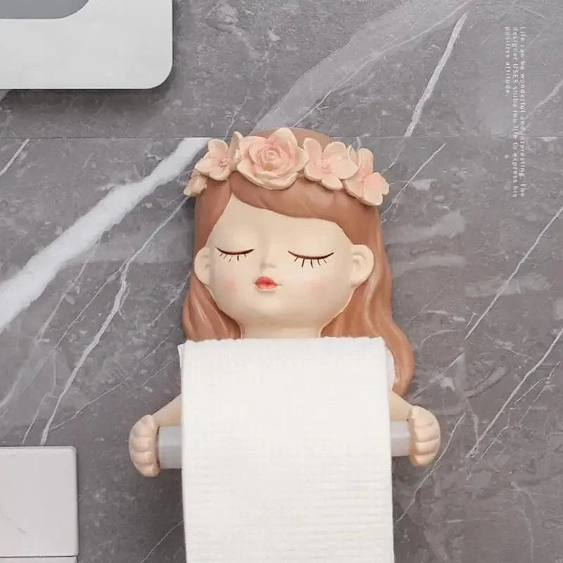Porte Papier Toilette Poupée - Fillette Couronne Fleurs