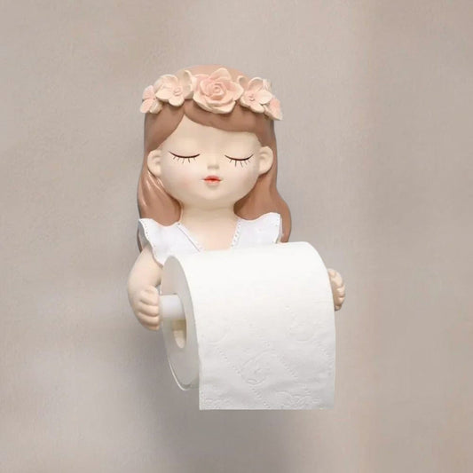 Porte Papier Toilette Poupée - Fillette Couronne Fleurs
