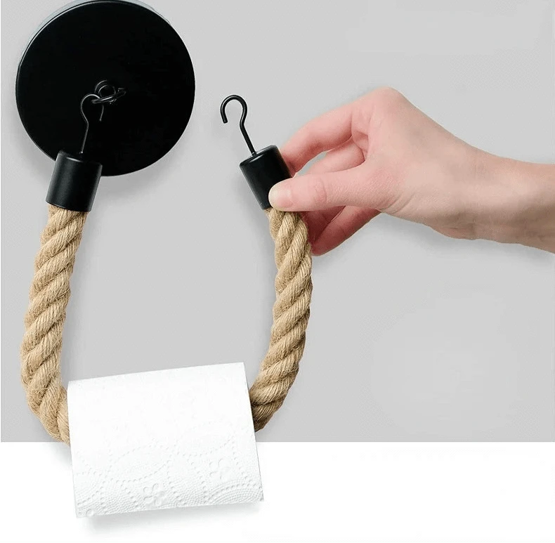 Porte Papier Toilette Retro - Corde Chanvre Authentique