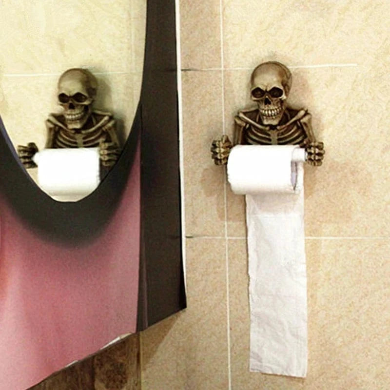 Porte Papier Toilette Squelette - Déco Gothic Résine Premium