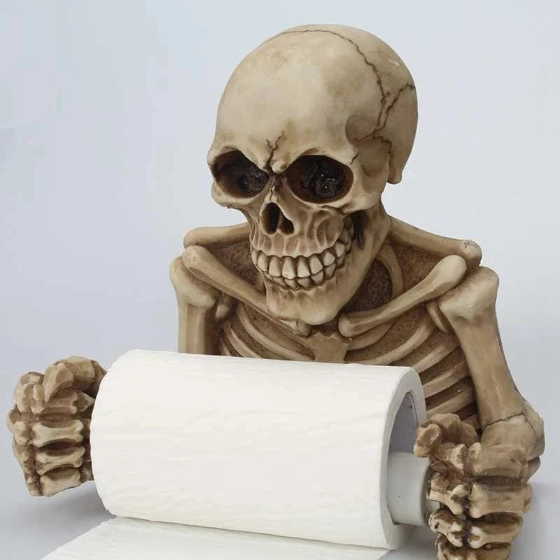 Porte Papier Toilette Squelette - Déco Gothic Résine Premium