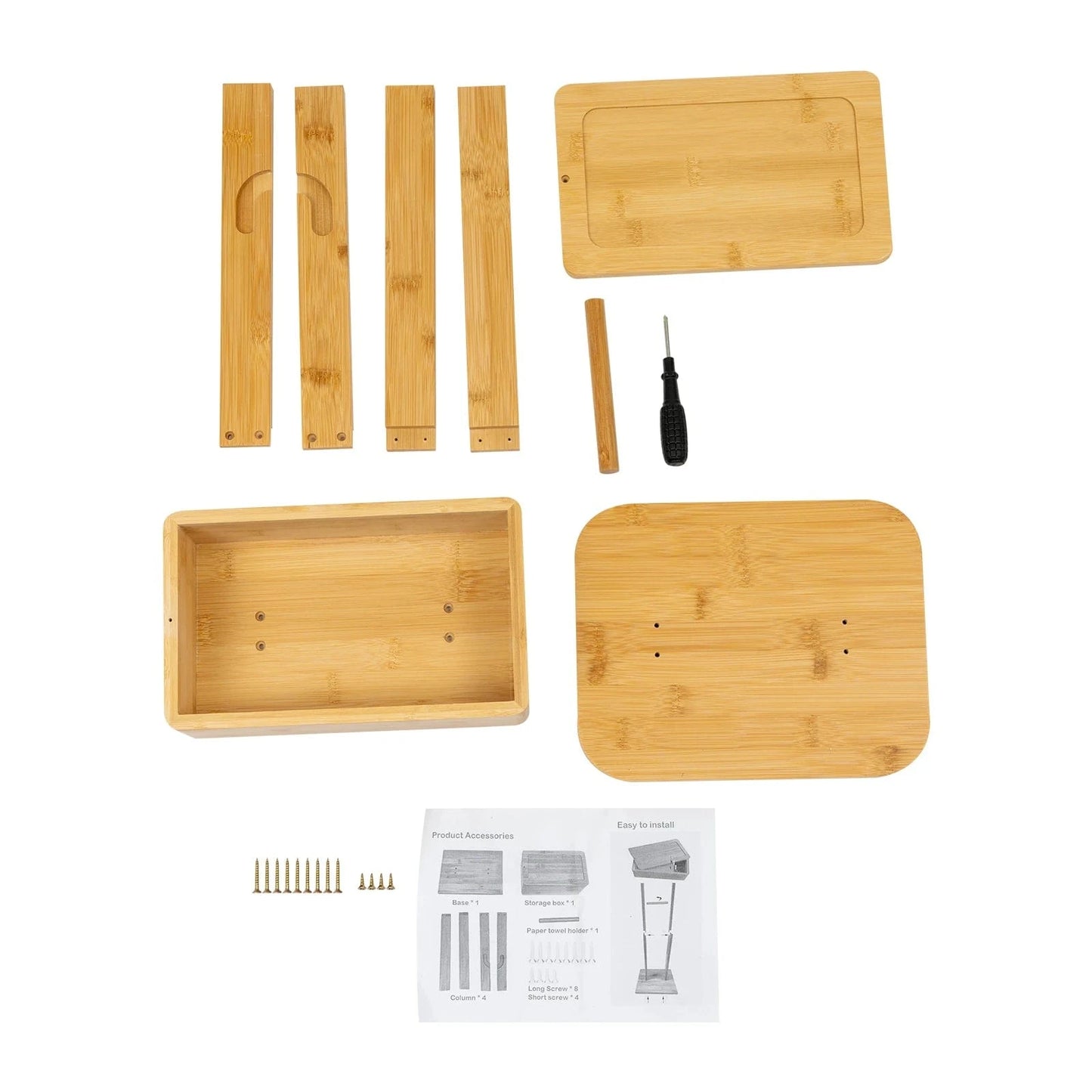 Porte Papier Toilette sur Pied Bambou - Tour Stockage Éco