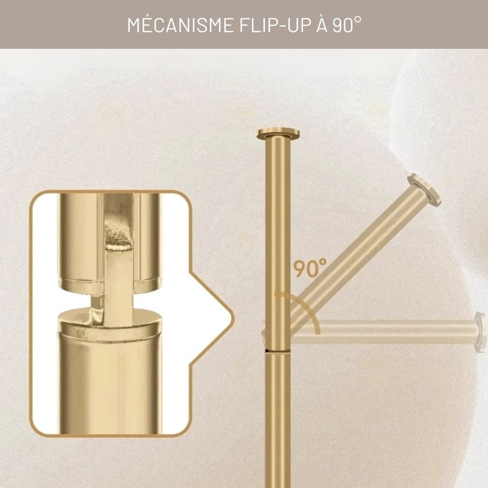 Porte Papier Toilette sur Pied Doré - Bras Flip-Up Luxe