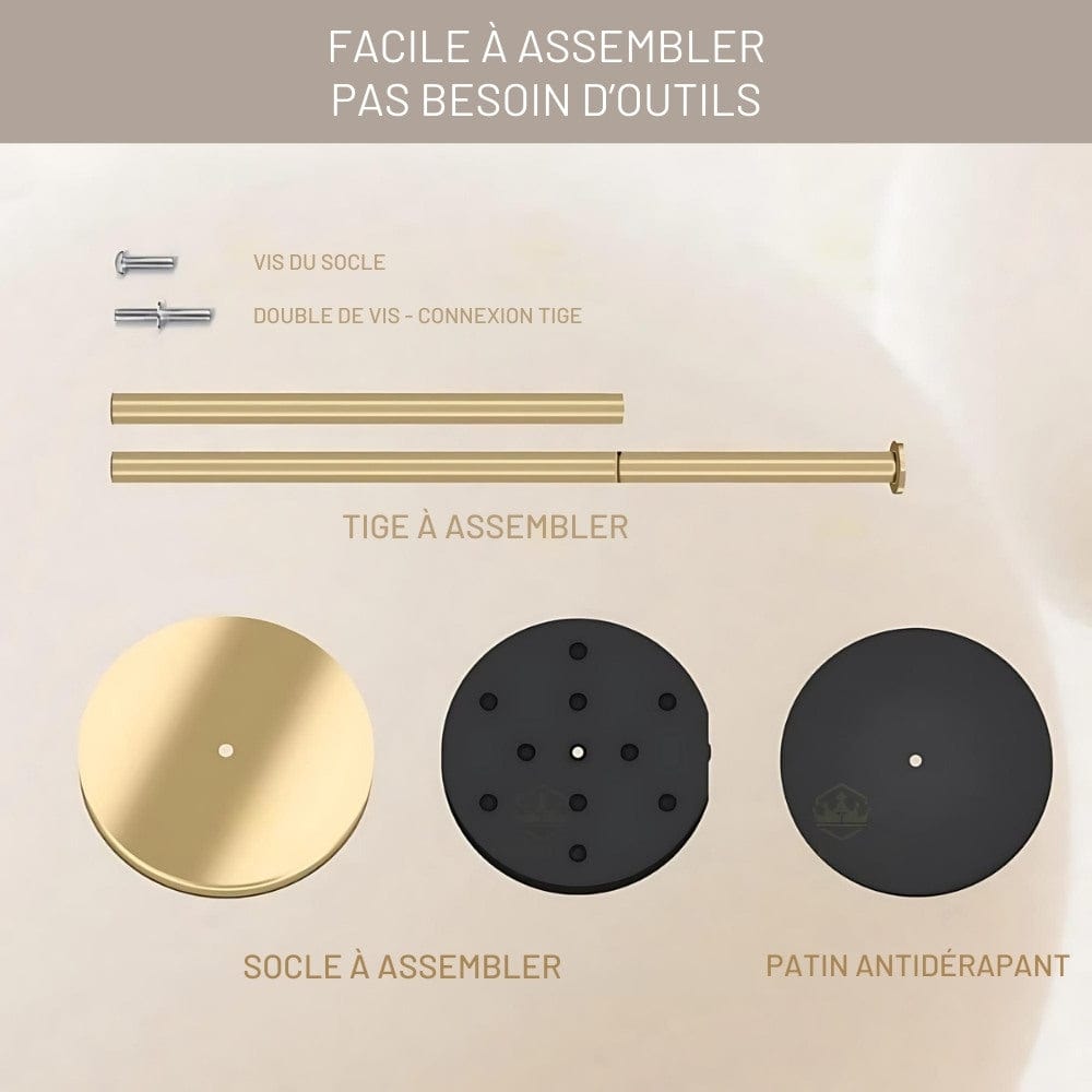 Porte Papier Toilette sur Pied Doré - Bras Flip-Up Luxe