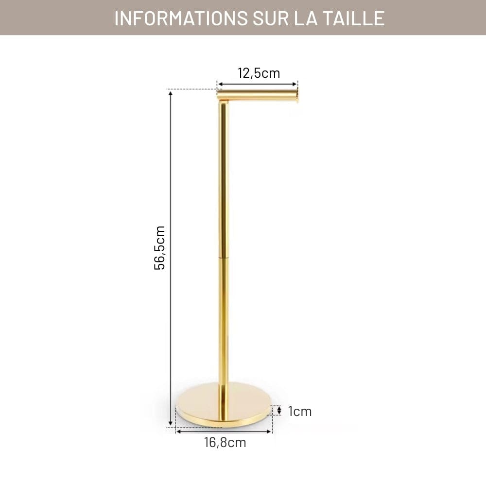 Porte Papier Toilette sur Pied Doré - Bras Flip-Up Luxe