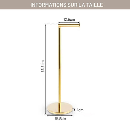 Porte Papier Toilette sur Pied Doré - Bras Flip-Up Luxe