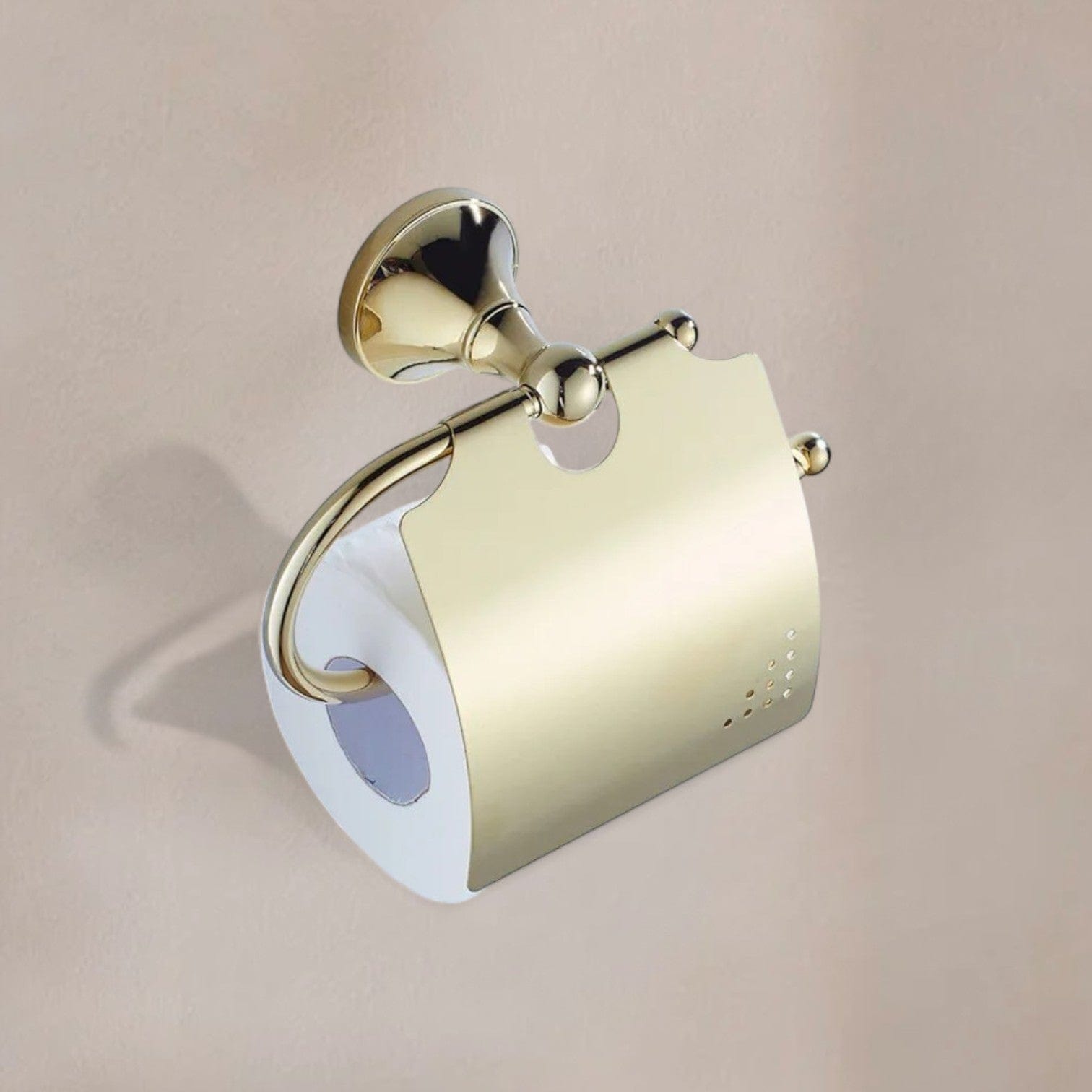 Porte Papier Toilette Traditionnel - Couvercle Doré Classique