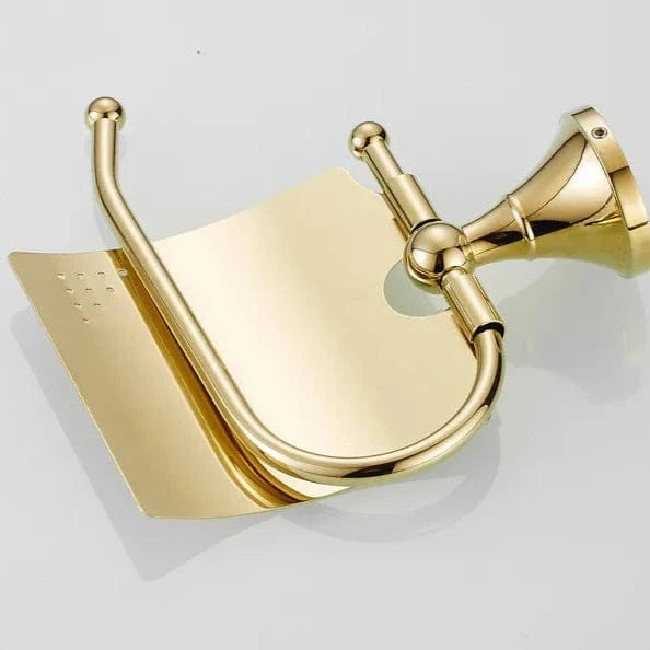 Porte Papier Toilette Traditionnel - Couvercle Doré Classique