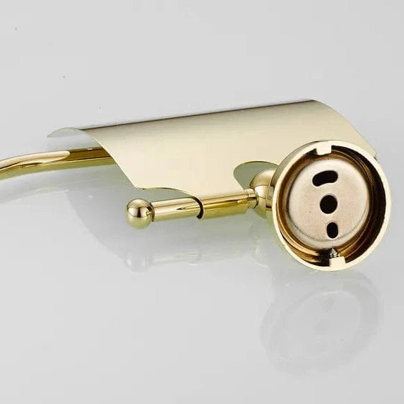 Porte Papier Toilette Traditionnel - Couvercle Doré Classique