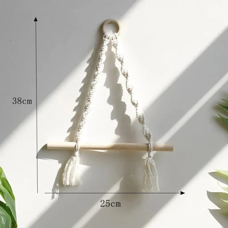 Porte Papier Toilette Zen - Macramé Coton & Bois Naturel