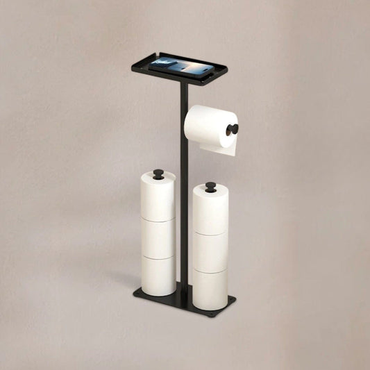 Porte Rouleaux Papier Toilette sur Pied - Double avec Tablette